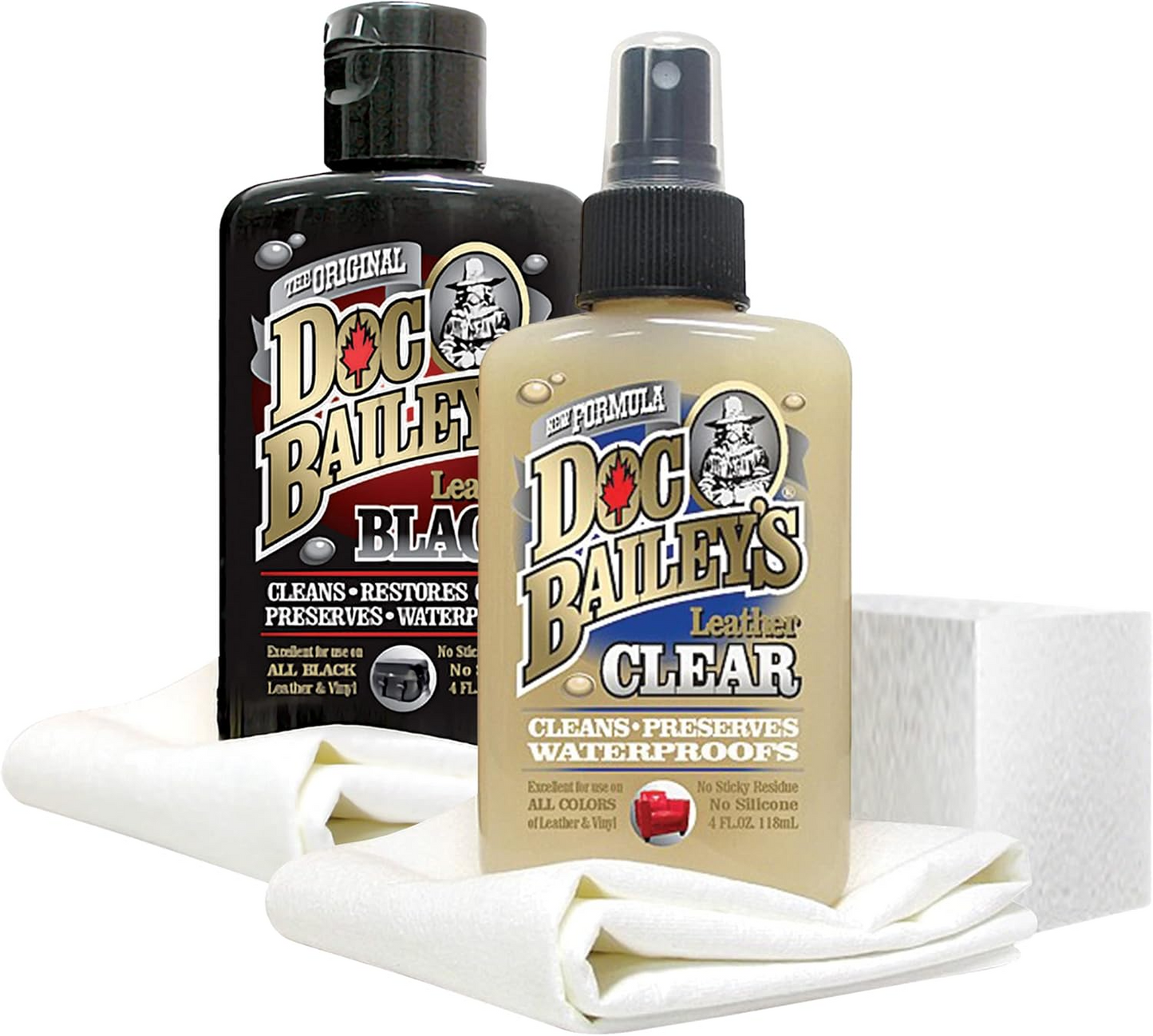 Doc Baileys Black & All Color Leather Clear Cleaner and Conditioner Bundle