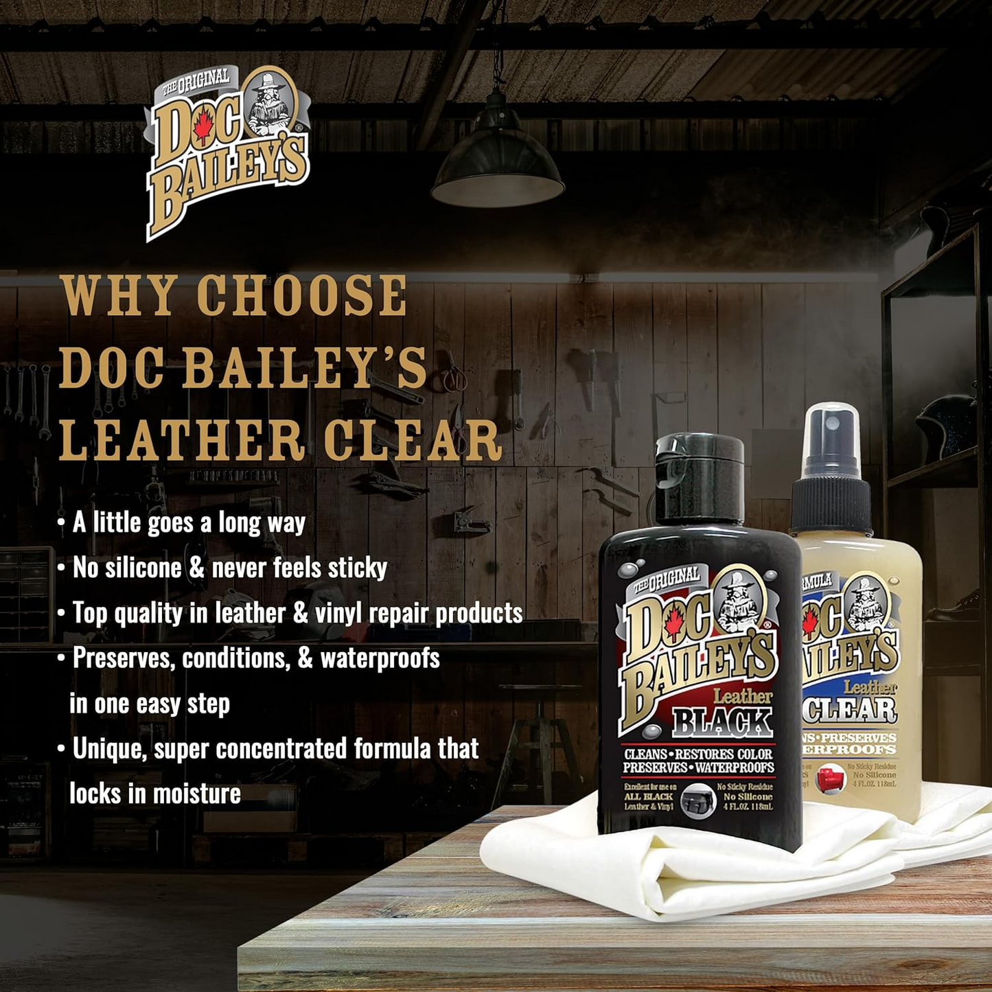 Doc Baileys Black & All Color Leather Clear Cleaner and Conditioner Bundle