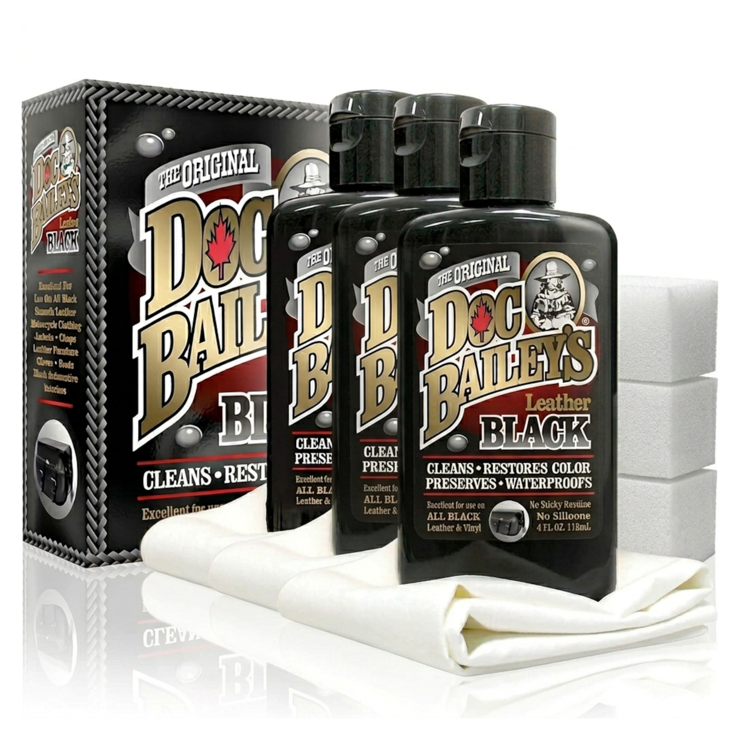 Doc Bailey’s Black Leather Dye & Restoration Kit: For Harley-Davidson, BMW & Luxury Leather