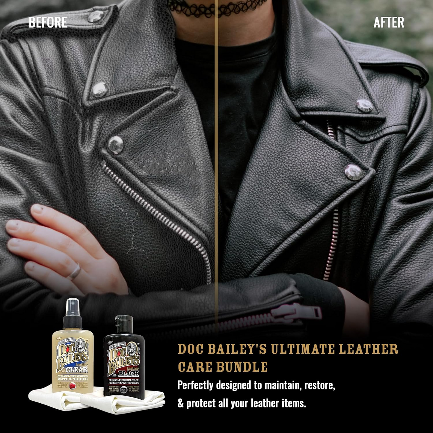 Doc Baileys Black  & All Color Leather Clear Cleaner and  Conditioner Bundle