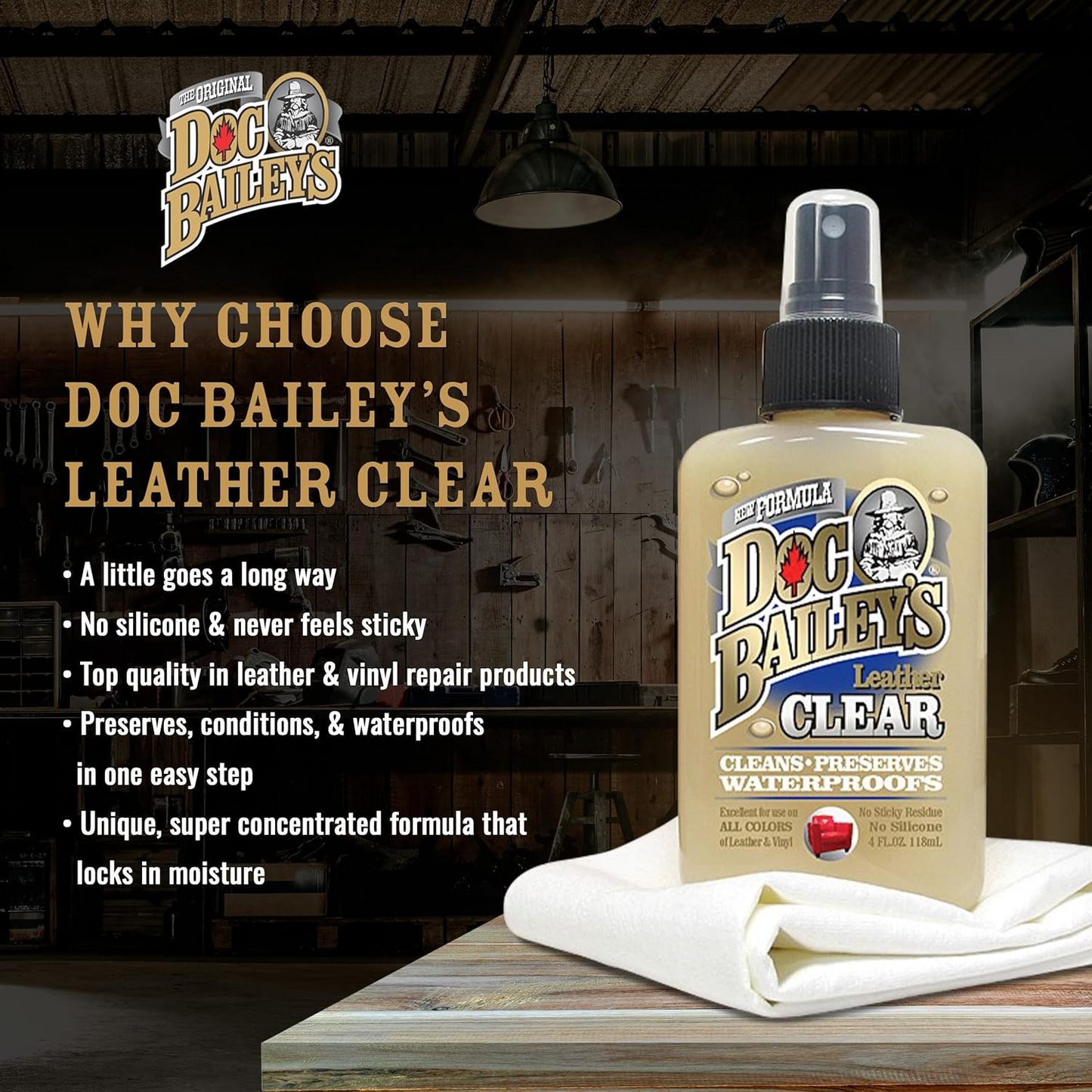 Doc Baileys Clear Leather Cleaner and Conditioner -4oz, 2 Packs